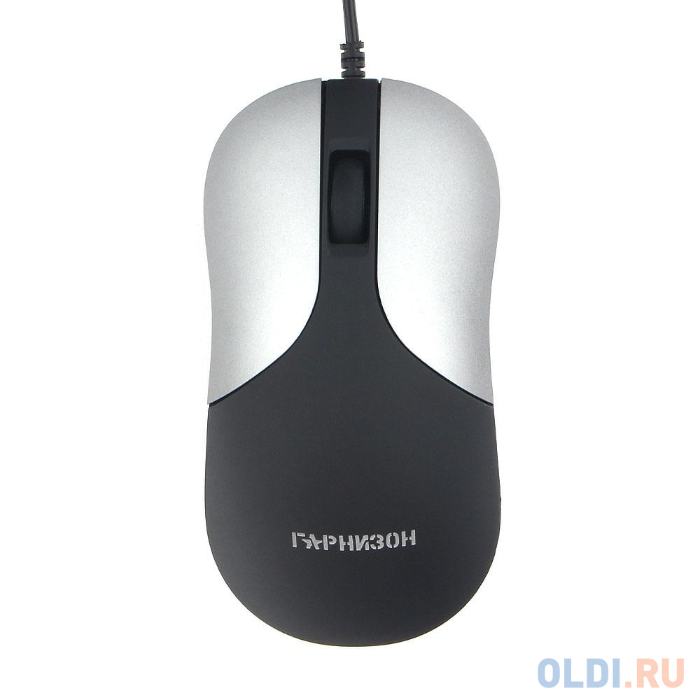 Гарнизон Мышь GM-215, USB, чип- Х, черный/серый, soft touch, 1000 DPI, 2кн.+колесо-кнопка