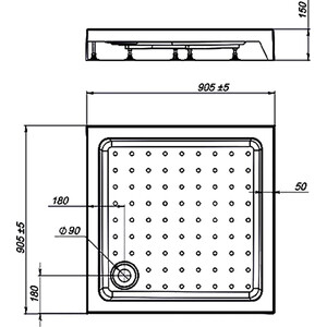 Душевой поддон Vincea VST-3AS 90х90 с каркасом (VST-3AS-9090)