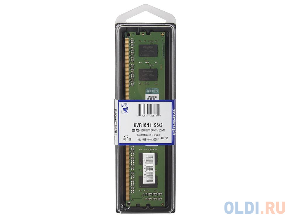 Оперативная память для компьютера Kingston KVR16N11S6/2 DIMM 2Gb DDR3 1600 MHz KVR16N11S6/2 в Москвe