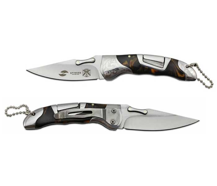 Нож Stinger, 165 мм, коричневый, подарочная упаковка