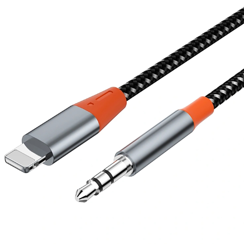 Аксессуар Wiwu YP06 Jack 3.5mm - Lightning 1.2m Grey 6936686407298