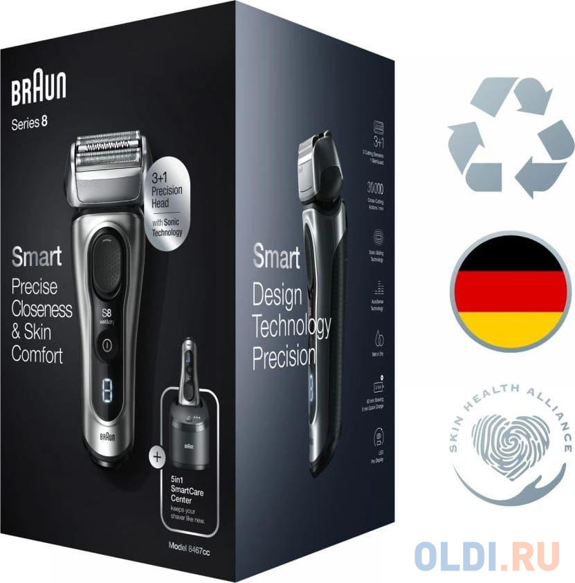 Бритва сетчатая Braun Series 8 8467 CC реж.эл.:4 питан.:аккум. черный в Москвe