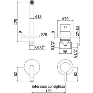 Смеситель для раковины Paffoni Light с донным клапаном, черный матовый (LIG006NO70, LM8500BL)