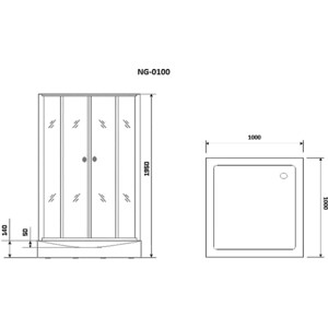 Душевой уголок Niagara Nova 100х100 на поддоне, прозрачные, черный NG-0100-14