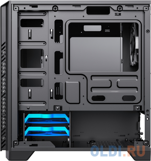 Компьютерный корпус, без блока питания mATX/ Gamemax M63 mATX case, black, w/o PSU, w/2xUSB3.0 +HD-Audio, w/1x12mm Blue LED fan (GMX-RF12B)