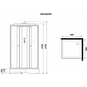 Душевая кабина Niagara Promo P80/26Q/MT 80х80х215