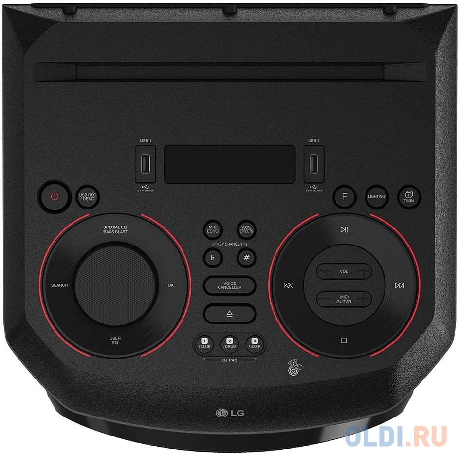 Микросистема LG ON77DK черный/CD/CDRW/DVD/DVDRW/FM/USB/BT