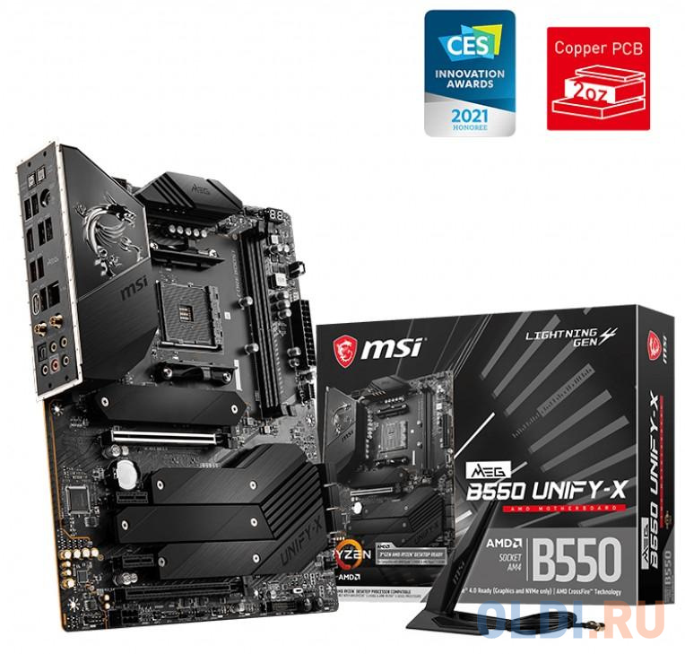 Материнская плата MSI MEG B550 UNIFY-X Socket AM4 AMD B550 2xDDR4 2xPCI-E 16x 2xPCI-E 1x 6 ATX Retail в Москвe