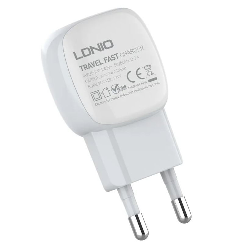 Зарядное устройство Ldnio A2218 2xUSB + кабель Type-C White LD_C3454