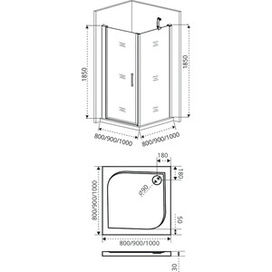 Душевой уголок Good Door Pandora CR 90x90 с поддоном, прозрачный, хром (CR-90-C-CH) в Москвe