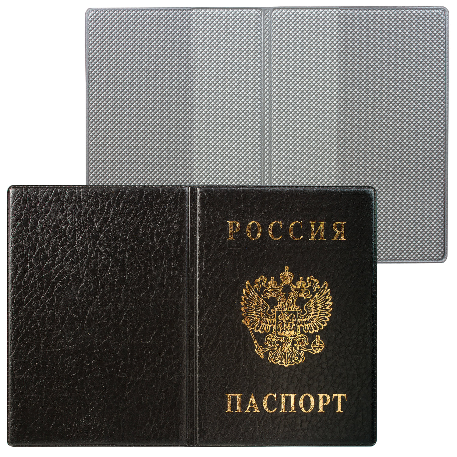 Обложка для паспорта с гербом, ПВХ, черная, ДПС, 2203.В-107, (12 шт.)