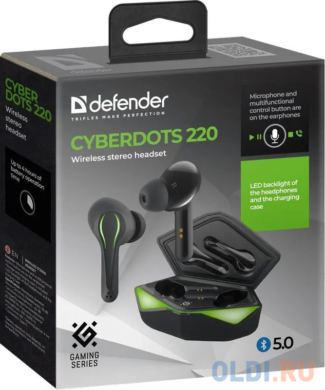Игровая гарнитура беспроводная Defender CyberDots 220 черный