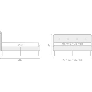 Кровать Аскона Кровать 200x90 Альма Тк. Рико светло-серый