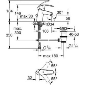 Комплект смесителей Grohe Eurosmart для ванны, раковины, душевой гарнитур, хром (123570)