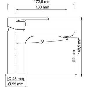 Смеситель для раковины Wasserkraft Elbe черный soft-touch / хром (7403)