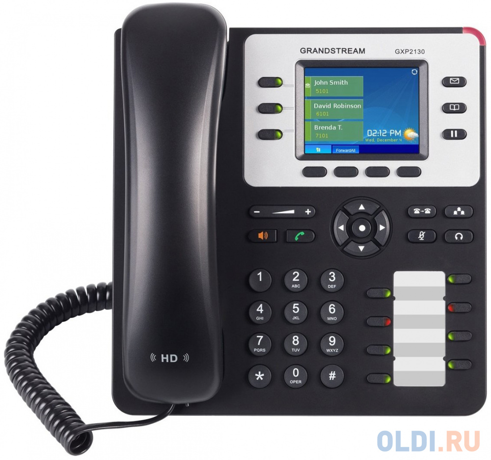 Телефон IP Grandstream GXP2130 3 линии 3 SIP-аккаунта 2x10/100/1000Mbps LCD