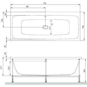 Акриловая ванна Am.Pm Func 170х75 с каркасом (W84A-170-075W-A, W84A-170-075W-R)