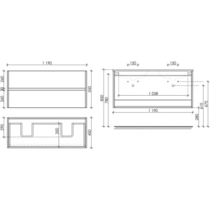 Тумба с раковиной Sancos Urban 120 два ящика, белый глянец (UR120-2W, CN7004)