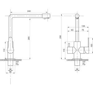 Смеситель для кухни Mixline MLSS-03201 под фильтр, серый (4627173718615) в Москвe