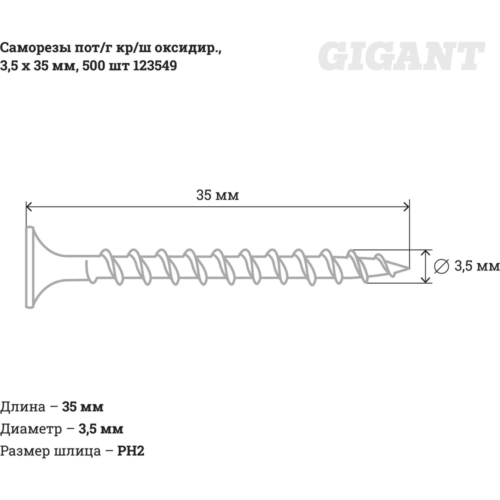 Оксидированные саморезы Gigant в Москвe