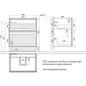 Тумба с раковиной Lemark Veon 70х45 белый глянец (LM01V70T, 641600)