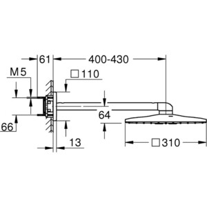 Верхний душ Grohe Rainshower SmartActive для 26483/26484, темный графит, глянец (26479A00)