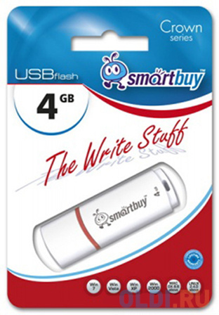 Внешний накопитель 4Gb USB Drive <USB2.0 Smartbuy Crown White (SB4GBCRW-W)