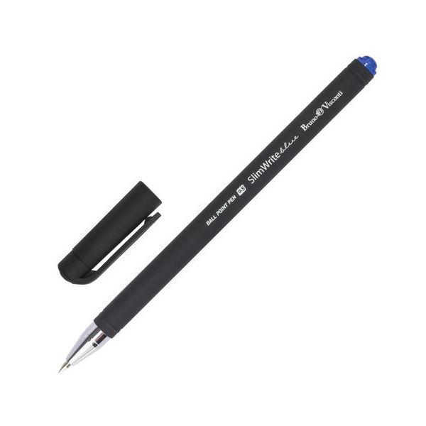 Ручка шариковая BRUNO VISCONTI SlimWrite, Black, СИНЯЯ, корпус черный, узел 0,5 мм, линия письма 0,3 мм, 20-0009, (24 шт.)