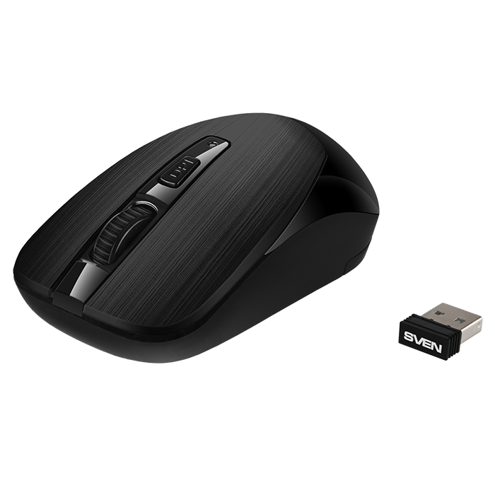 Мышь беспроводная Sven RX-380W, 1600dpi, оптическая светодиодная, USB, черный (SV-020385)
