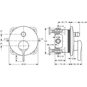 Смеситель для ванны Ideal Standard Melange встраиваемый, для механизма A1000NU (A4720AA) в Москвe