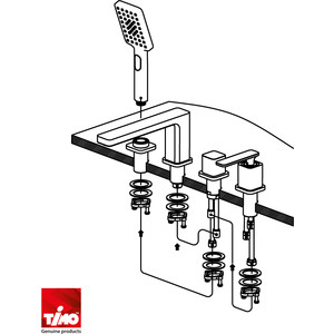 Смеситель на борт ванны Timo Torne на 4 отверстия, хром-белый (4330/00-16Y)