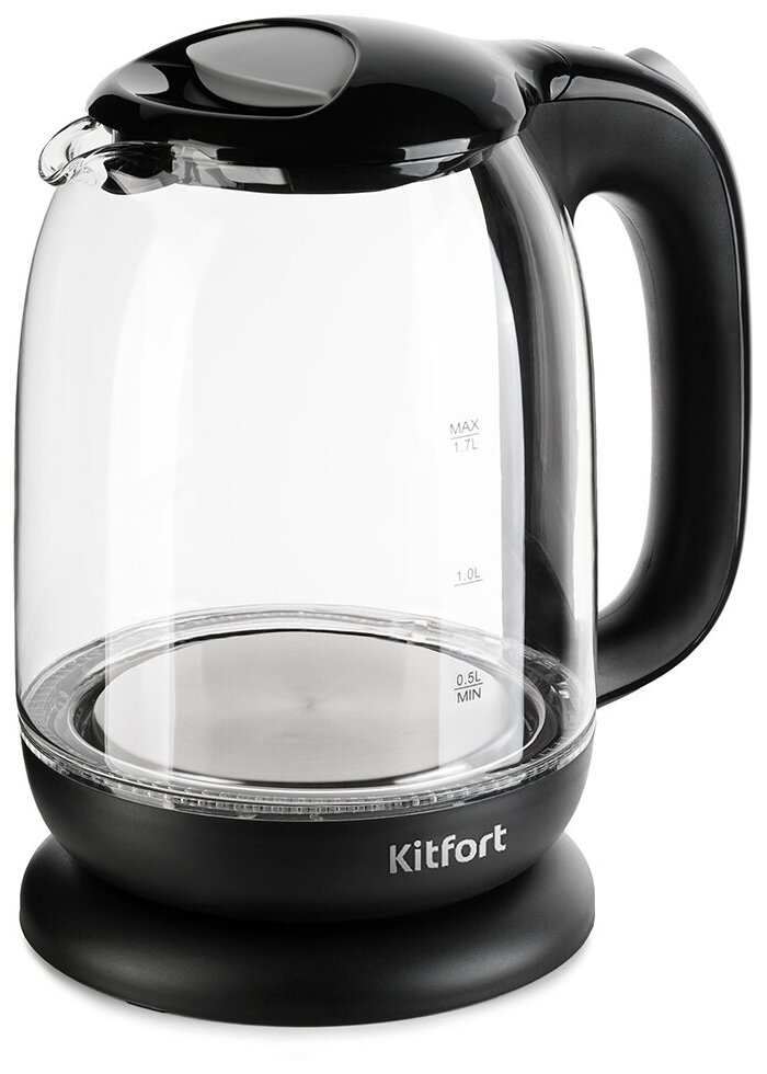 Чайник Kitfort KT 625-5 1.7л. 2200Вт, пластик/стекло, серый, черный (0000267026)