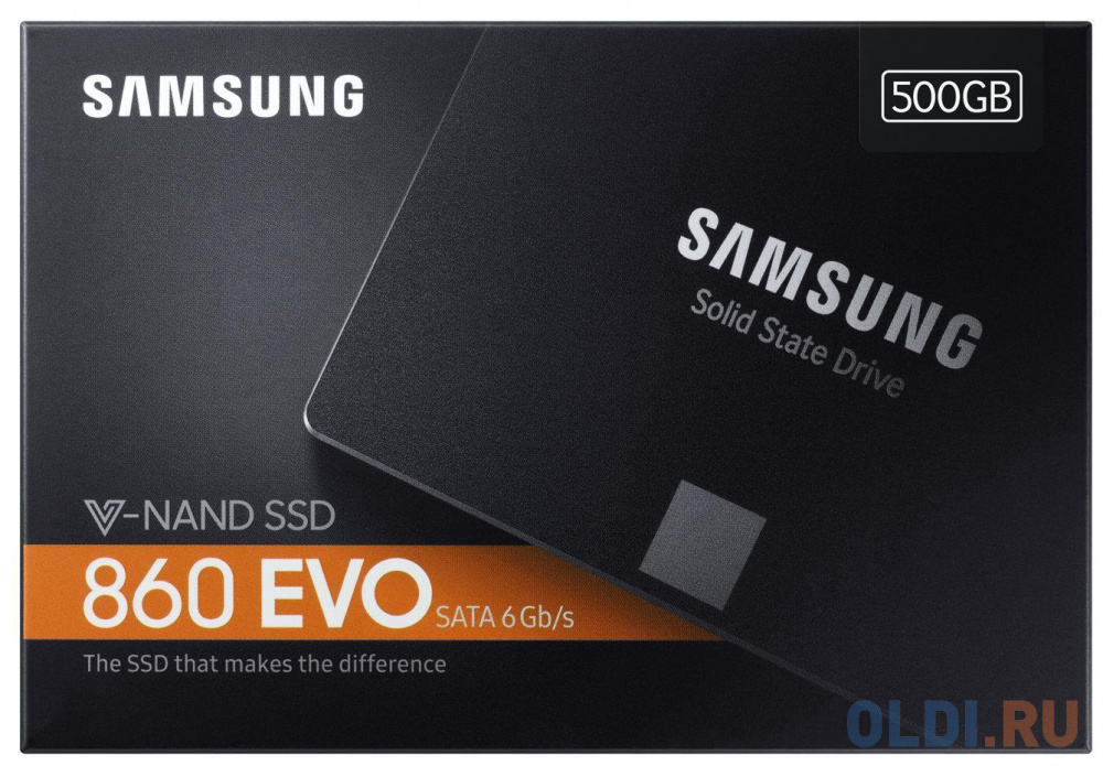 Твердотельный накопитель SSD 2.5" 500 Gb Samsung 860 EVO Read 550Mb/s Write 520Mb/s 3D NAND TLC MZ-76E500BW