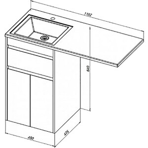 Тумба под раковину Aquanet Токио 48 (110) под стиральную машину, белая (237744)