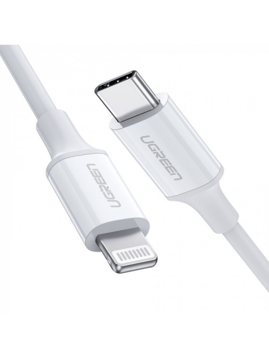 Кабель USB Type-C(m)-Lightning 8-pin(m), MFi, экранированный, быстрая зарядка, 2A 2 м, белый UGREEN US171 (60749)