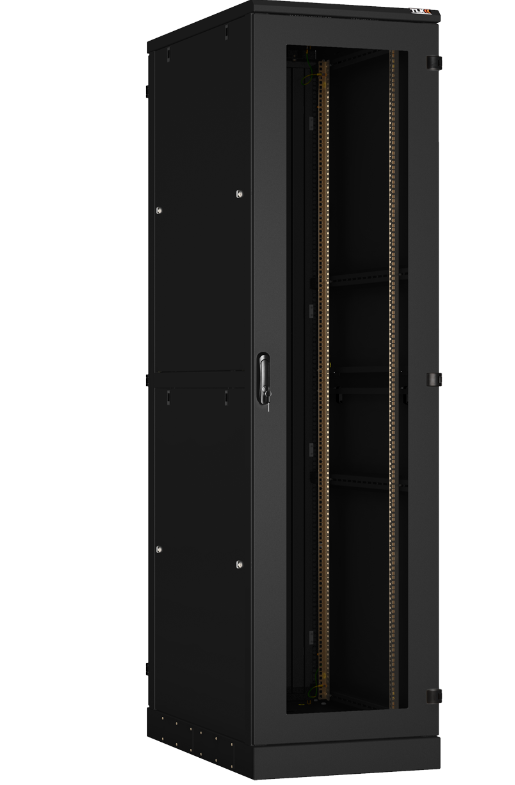 Шкаф телекоммуникационный напольный 47U 600x1000 мм, стекло/металл, черный, разборный, TLK TFA-476010-GHMH-BK (TFA-476010-GHMH-BK)