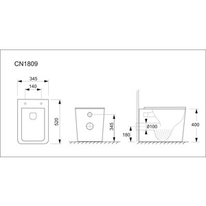 Унитаз приставной безободковый Ceramica Nova Cubic Rimless, с крепежом, с сиденьем микролифт (CN1809) в Москвe