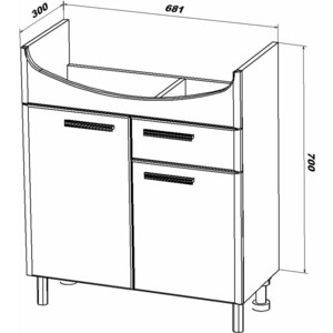 Тумба с раковиной Sanstar Аура 70х30 белая (345.1-1.4.1.КАМУ)