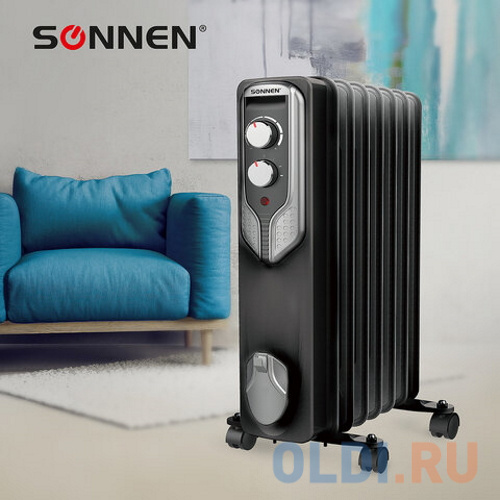 Масляный радиатор Sonnen DFN-07BL 1500 Вт черный/серый