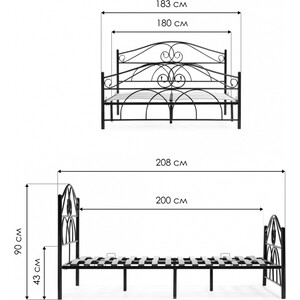 Кровать Woodville Морика 180х200 черная (482082)