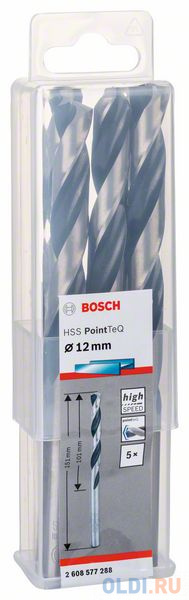 5 HSS PointTeQ сверл 12 мм 2608577288 BOSCH, Упак