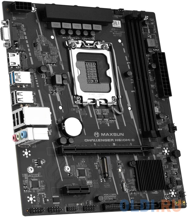 Материнская плата MB Maxsun <MS-Challenger H610M-D> LGA1700 <H610> 1*PCIEx16, 1*PCIEx1, 1*M.2 , 3*SATA3, VGA+HDMI+DP, mATX, 2*DDR4