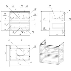 Тумба с раковиной Cersanit Moduo 60 белая/дуб (SB-SZ-MOD60-BL/Wh, BL-MOD60)