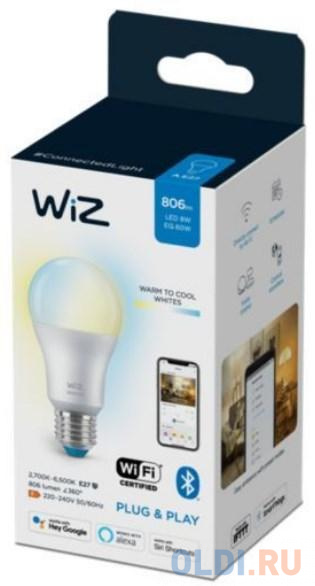 Лампа светодиодная WiZ Wi-Fi BLE 60W A60E27927-65TW1PF/6 в Москвe