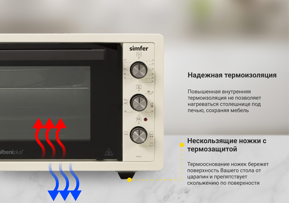 Мини-печь Simfer M4523 серия Albeni Plus Comfort, 3 режима работы, верхний и нижний нагрев