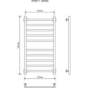 Полотенцесушитель электрический Ника Step-1 50х100 левый, черный матовый (STEP-1 100/50 черн мат лев)