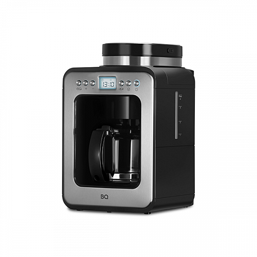 Кофеварка капельная BQ CM7001, 600 Вт, кофе молотый / зерновой, 600 мл/600 мл, дисплей, черный/серебристый