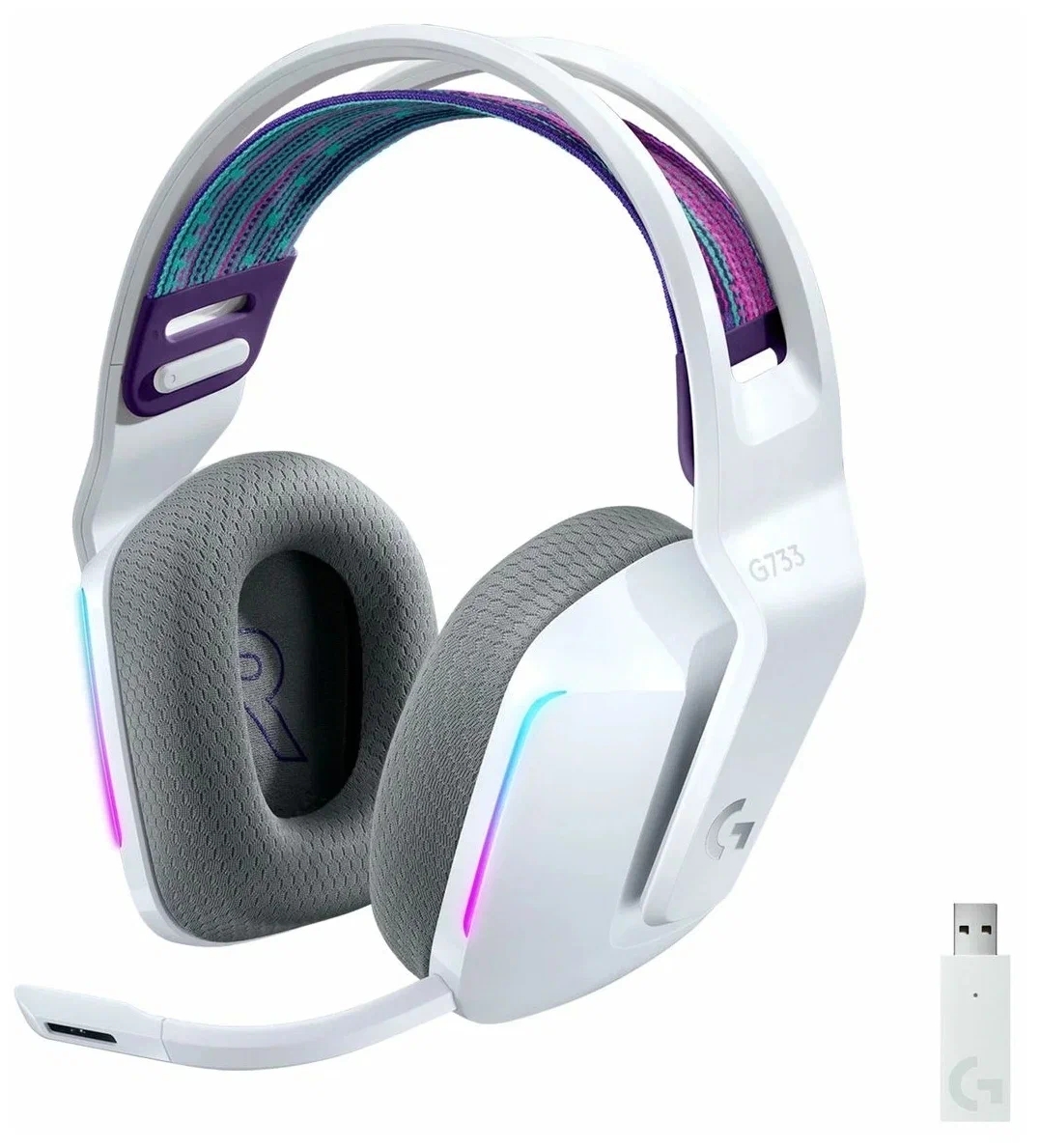 Наушники Logitech Wireless Headset G733  LightSpeed RGB Gaming White 981-000883 в Москвe