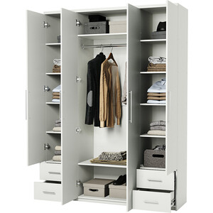 Шкаф четырехдверный Шарм-Дизайн Комфорт МКЯ2-43 220х60 с зеркалом, белый