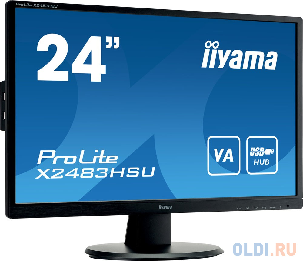 Монитор Iiyama 23.8" ProLite X2483HSU-B5 черный VA LED 4ms 16:9 HDMI M/M матовая 3000:1 250cd 178гр/178гр 1920x1080 75Hz DP FHD USB 3.7кг